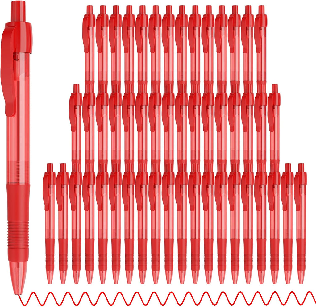 deegtran Pens Bulk, 50 Pack No Bleed Black Ink Click Pens with Soft Grip, Wholesale Retractable Ballpoint Pens for Office School, Medium Point Smooth 1.0MM