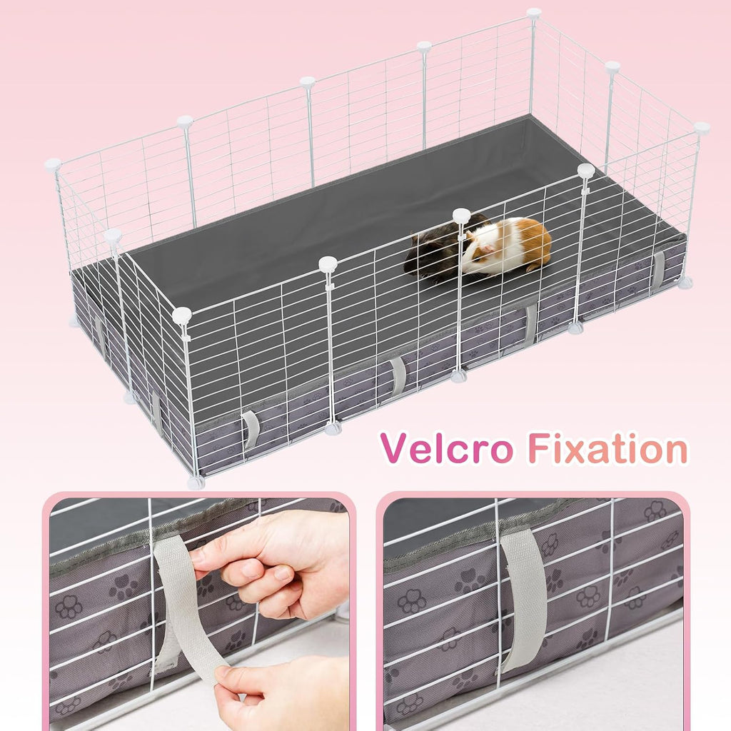 FunFurry Waterproof Guinea Pig Cage Liner,Washable Tarp Bottom Base,Cage Liners for Small Animals,Hamster Chinchilla Hedgehog Ferret Rabbit. (Dark Grey-Paw, 24" X 48")