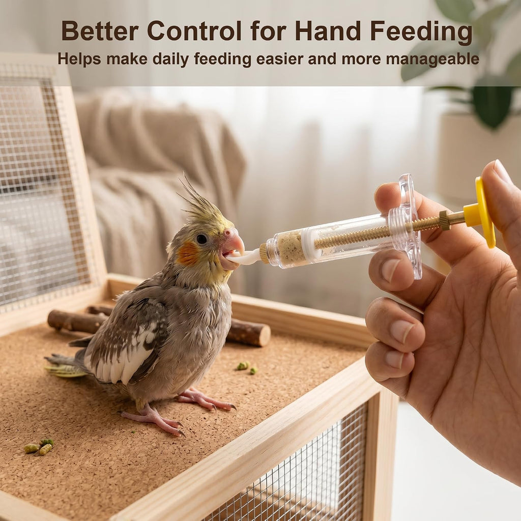 Baby Bird Feeding Syringe with Temperature Strip, Cleaning Brush