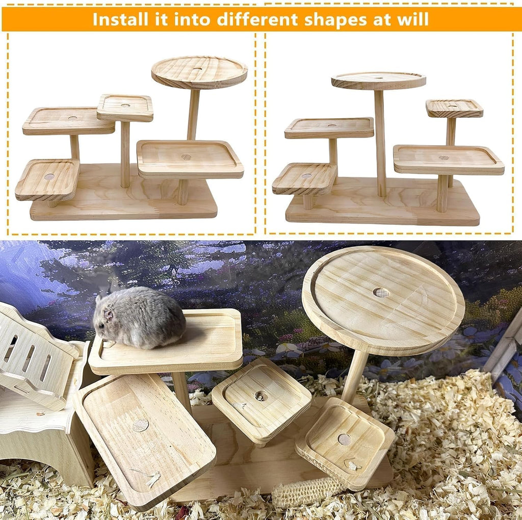 Wood Hamster Platform Rat Climbing Toys for Gerbil Hamster Cage Accessories