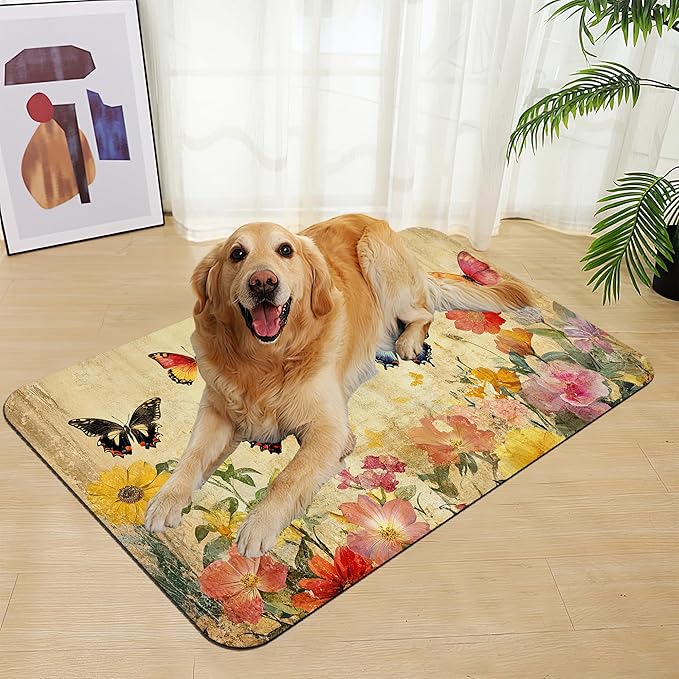Vintage Butterfly Floral Pet Food Mat - Image 7