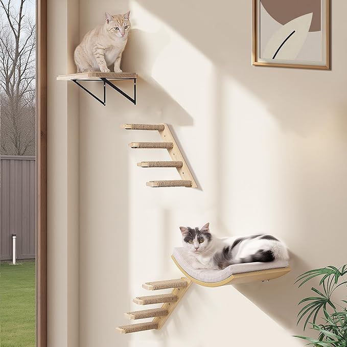 2PCS Cat Wall Shelves with Scratching Mat, 16.6x9.7 Inch Cats Wall Furniture - Image 5