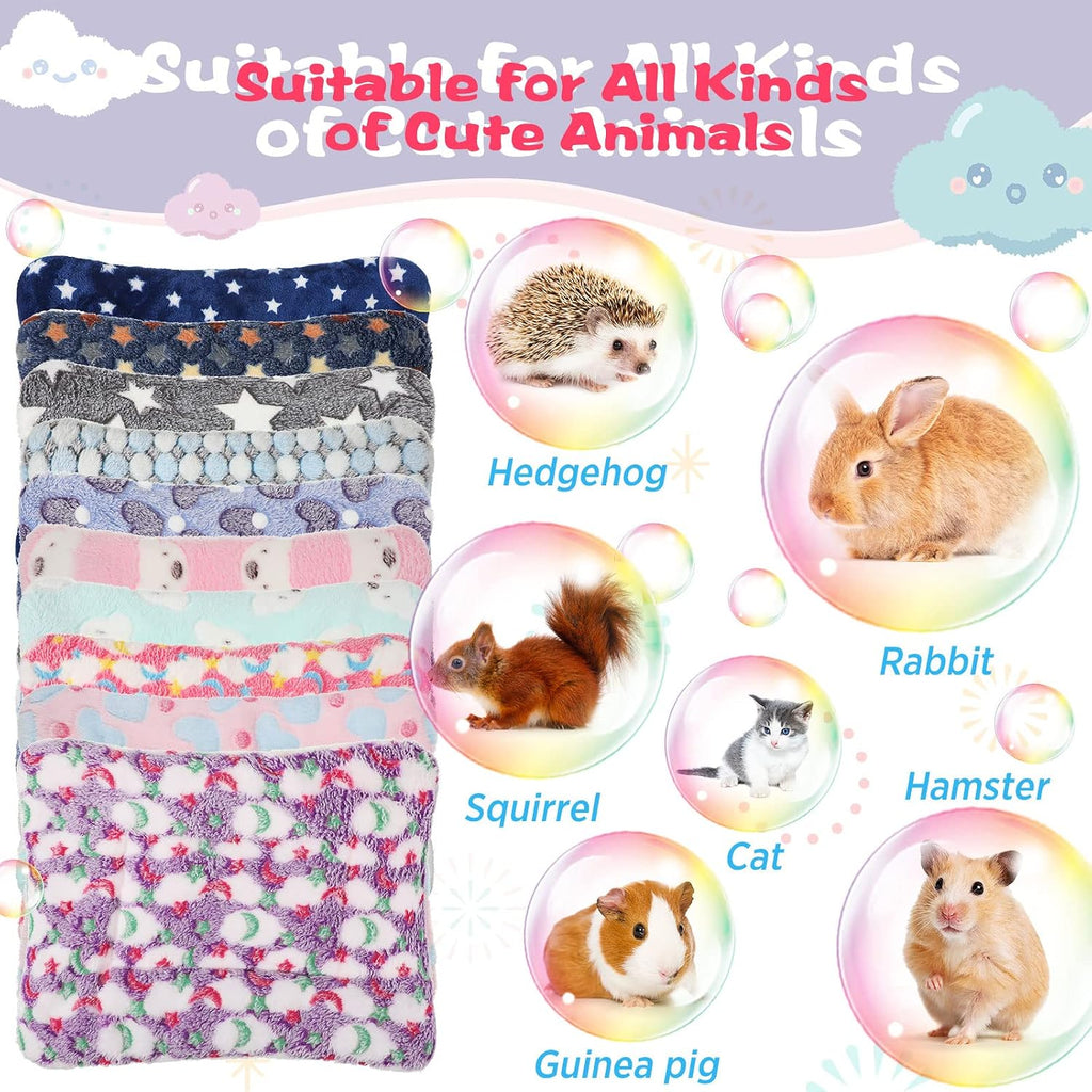 10 Pcs Guinea Pig Bed Mat with Cleaning Dustpan Brush 15" x 11", Heart Star