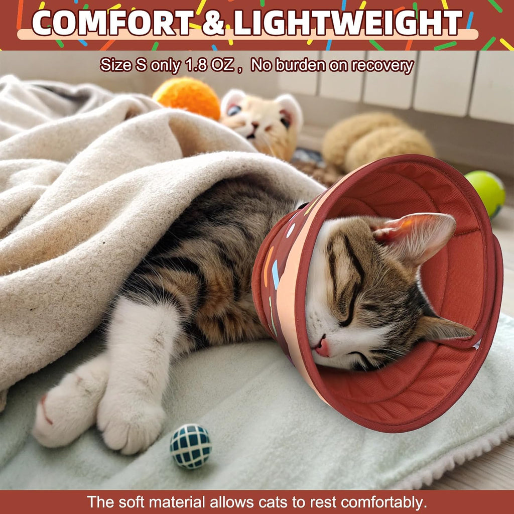 Cat Cone Collar Soft, Adjustable Cat Cones to Stop Licking, Foldable Donut Water Resistant Pet Recovery Neck E Collars After Surgery, Kitten Elizabethan Collar for Small to Large Cats,Brown L