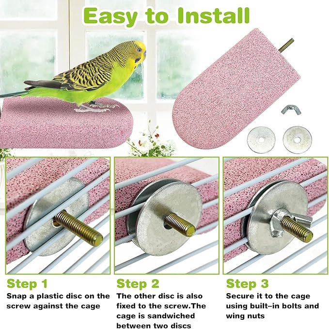 PINVNBY 3 PCS Bird Perches Calcium Parrot Perch Stand Bird Beak Grinding Stone - Image 6