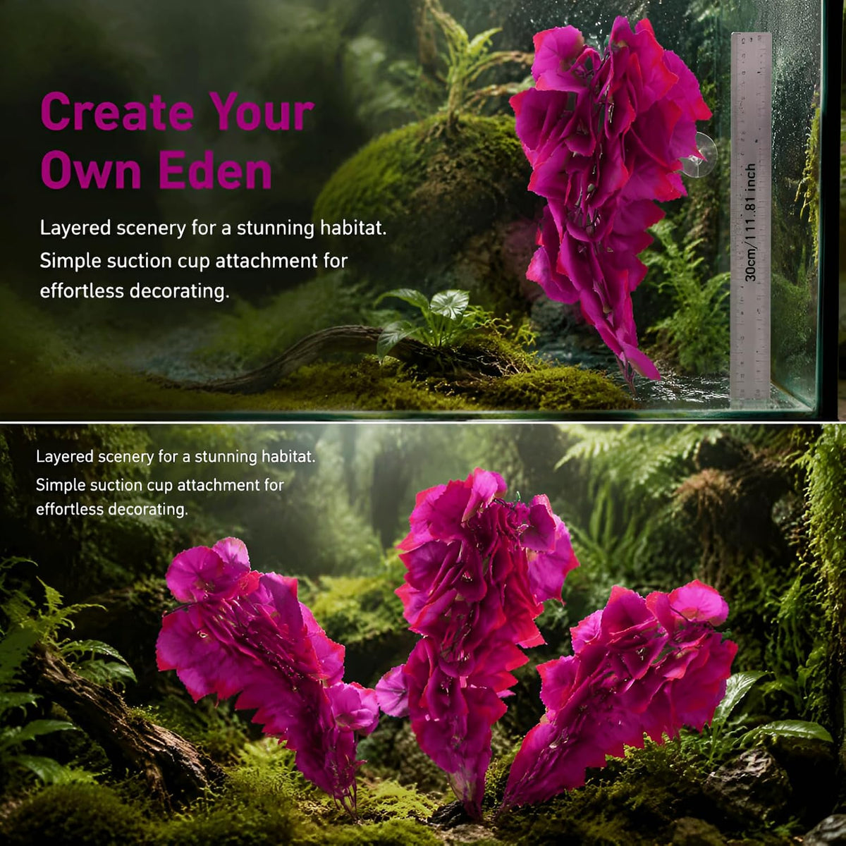 Artificial Reptile Plant with Suction Cup,Purple Leaf
