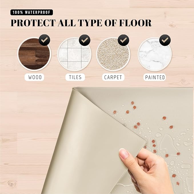 AVERYDAY 100% Waterproof Thicker Silicone Dog Food Mat, 0.63'' Raised Edge Bowl - Image 5