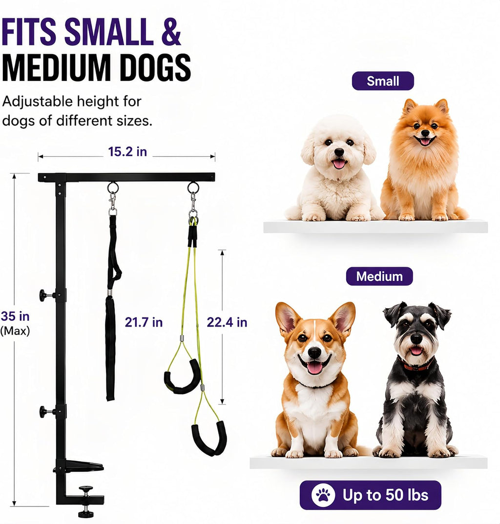 Adjustable Dog Grooming Arm & No-Sit Holder, Height 26"-40