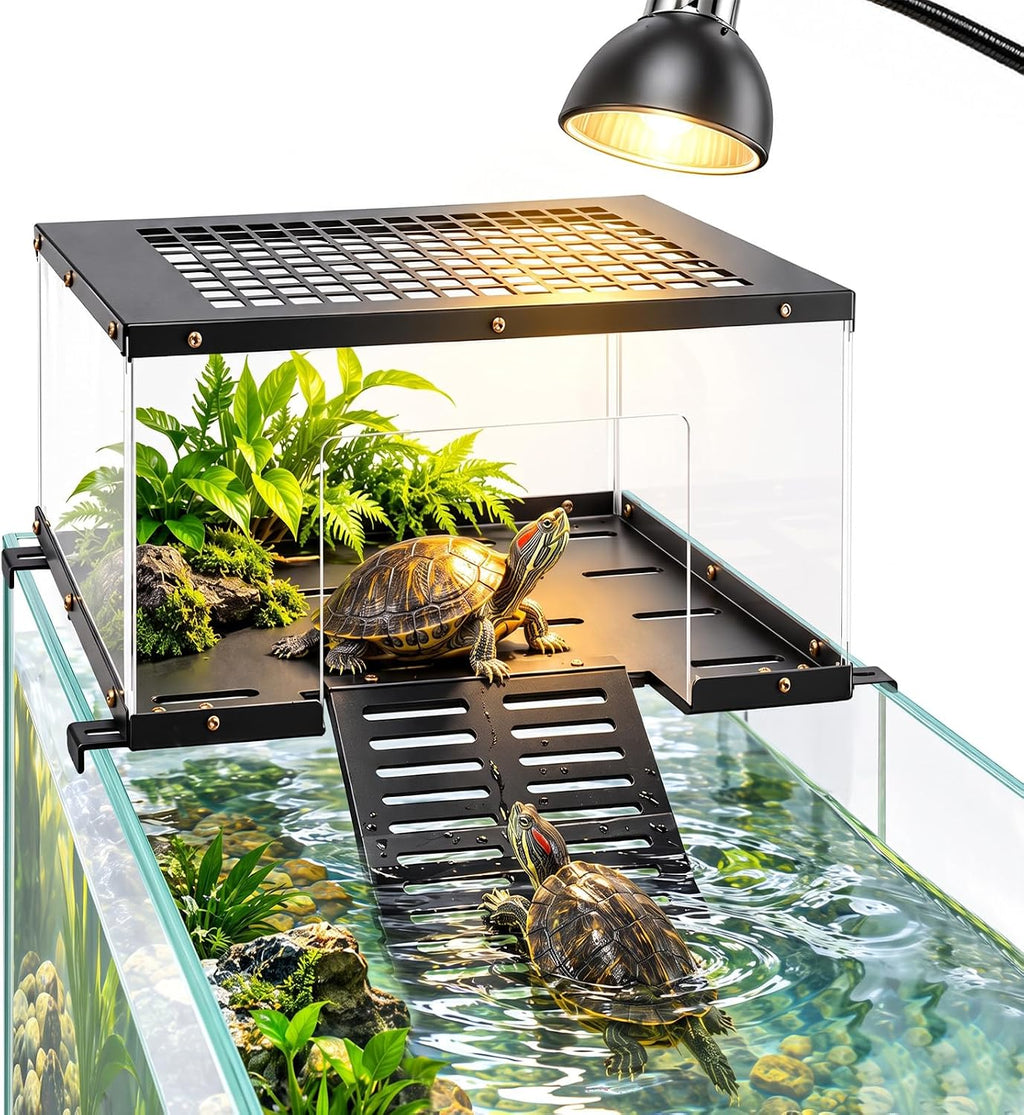 Turtle Basking Platform Fits 18‑20 Inch Wide Aquariums 304 Stainless Steel Non‑Slip Ramp Terrace, Aquascape‑Ready Reptile Basking Dock for Aquatic Turtles