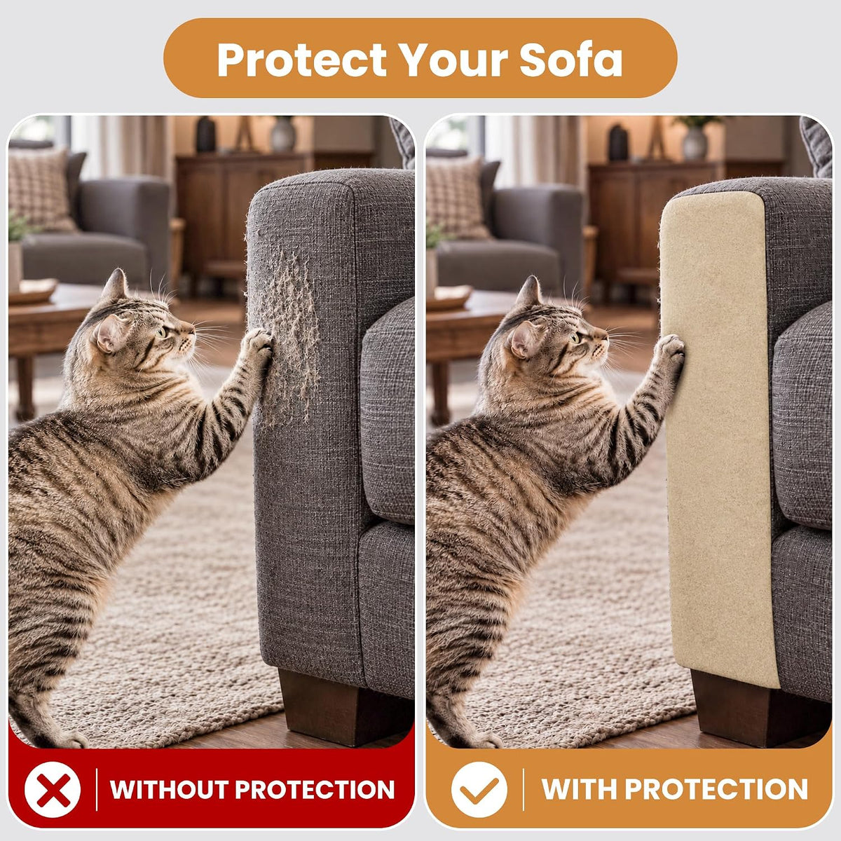 Cat Scratch Furniture Protector, Couch Protector from Cat Claws, Beige