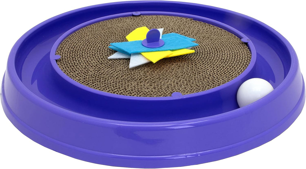 Kitty City Swat Ball Track Cat Toy, 3 Toys in 1 Cat Toy for Cat and Kitty, Ball Track Cat Toy with Hanging Ball and Scratch Pad, 10.5" x 12.00" x 12.00, CM-0209-CS01