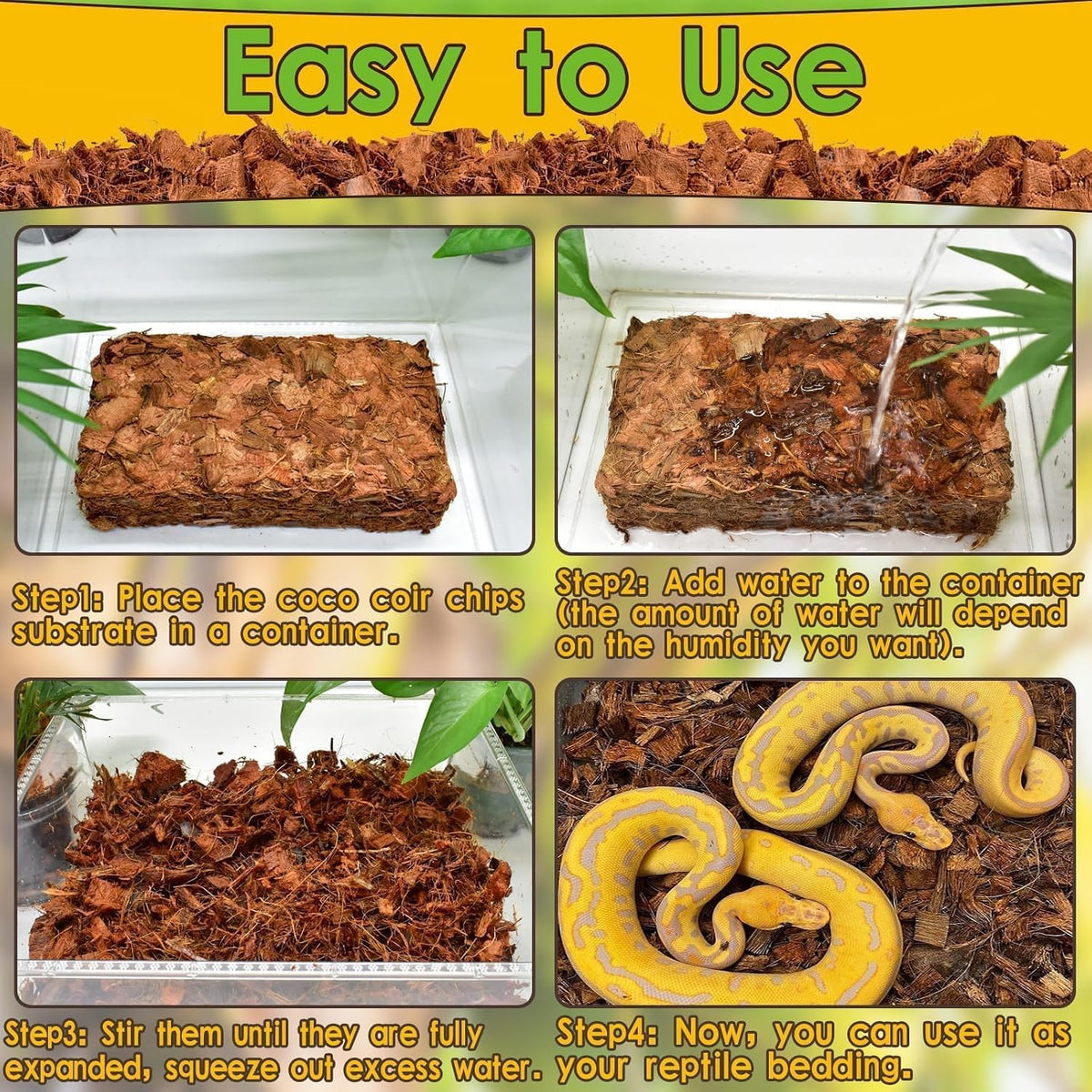 Halatool 2-Pack Coconut Husk for Reptiles, 2.2 LB Coconut Fiber Substrate