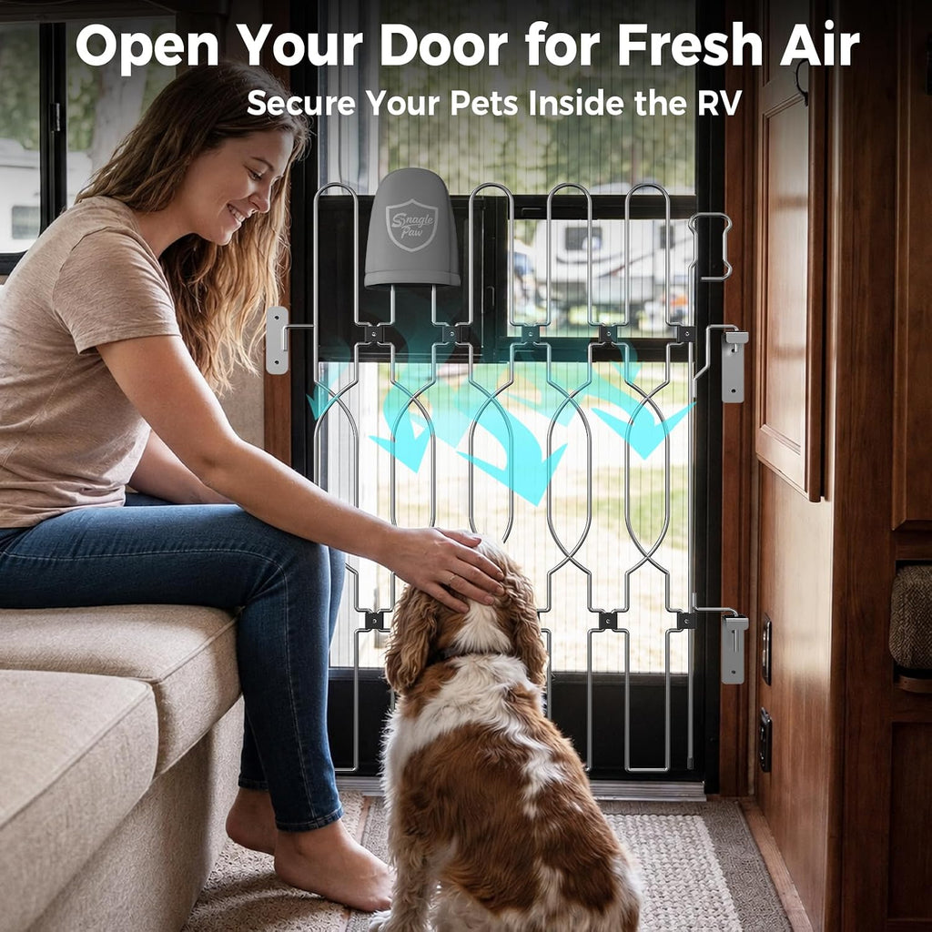 Snagle Paw RV Dog Gate, Retractable Metal Pet Barrier 24.4" Wide 35" Tall