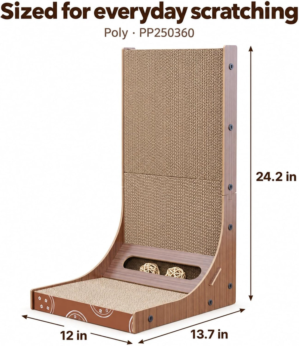 Petpals Corrugate Cardboard Cat Scratching Pad, 24" Double Side L Shaped