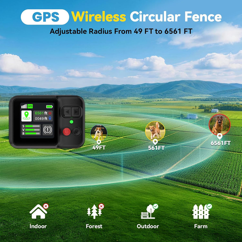 ATESON GPS Wireless Dog Fence System, Electric Dog Fence with GPS Collar