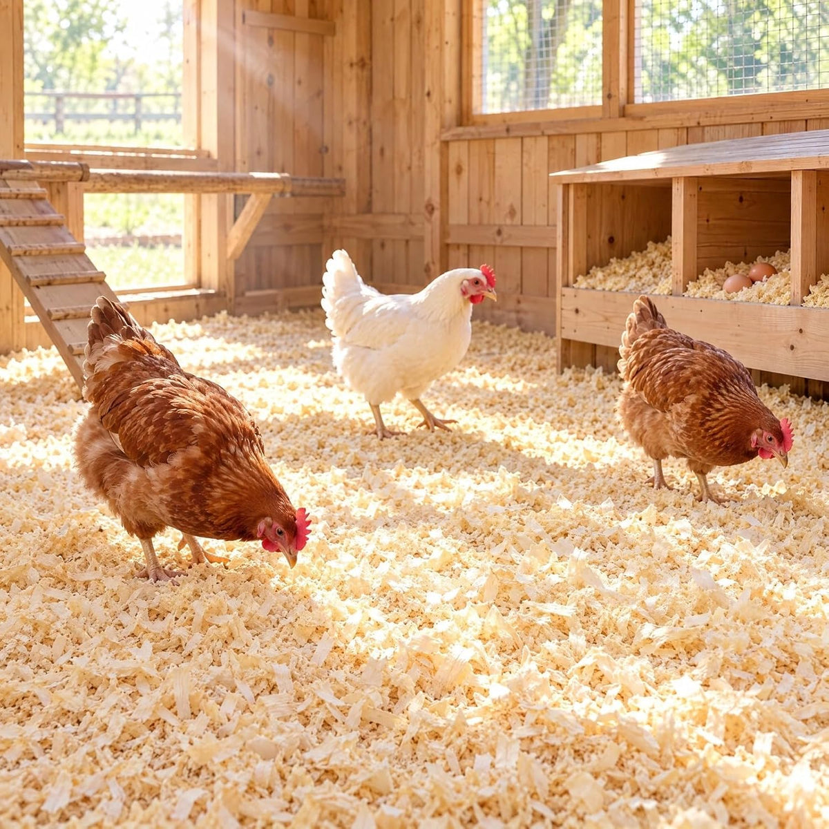 5.5 lbs Premium 100% Natural Radiata Pine Shavings for Chicken Coop Bedding, Super Absorbent & Low Dust, Odor Control Pet Small Animal Bedding & Litter for Coops, Nesting Boxes & Brooders