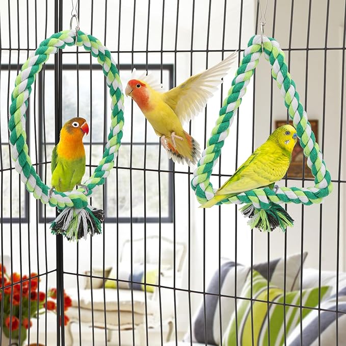 Wontee Bird Swing Bird Rope Perch Parrot Climbing Stand - Image 6