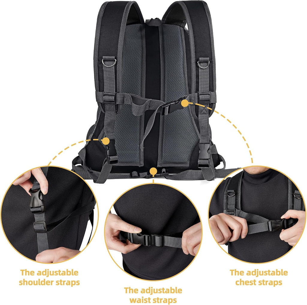 WOYYHO Pet Dog Carrier Backpack Small Dog Front Backpack Ventilated Dog Carrier Back Pack with Storage Pockets, Adjustable Straps & Safety Belt for Travel Hiking Outdoor (Size S: 2-4.5 lbs, Black)
