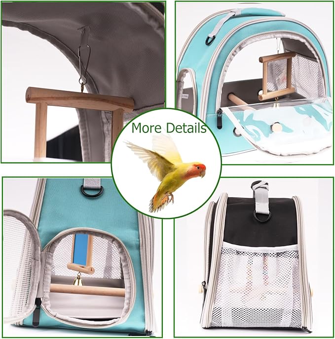 Parrot Travel Cage with Bird Cage Bells Mirror Set, Portable Small Bird - Image 6