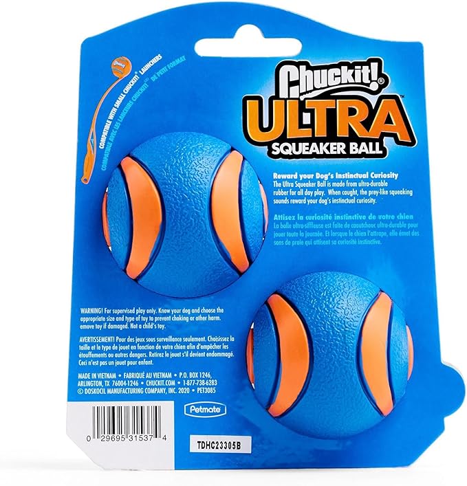 Chuckit! Ultra Squeaker Balls for Dogs, Floating Water Pet Toys, Durable Rubber - Image 2