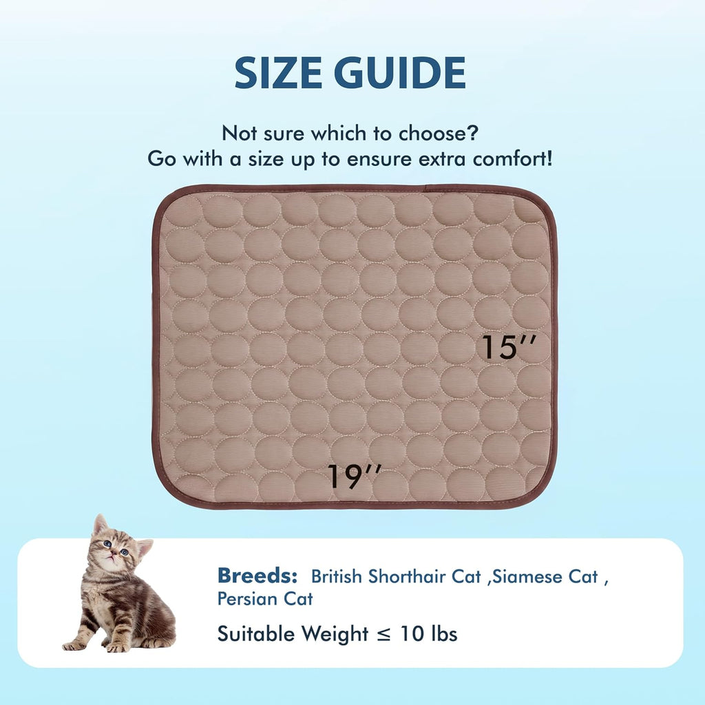 MICROCOSMOS Summer Cooling Mat & Sleeping Pad- Water Absorption Top, Materials Safe, Easy Carry, EZ Clean. Keep Cooling for Pets, Kids and Adults.(Brown, 19" x 15")