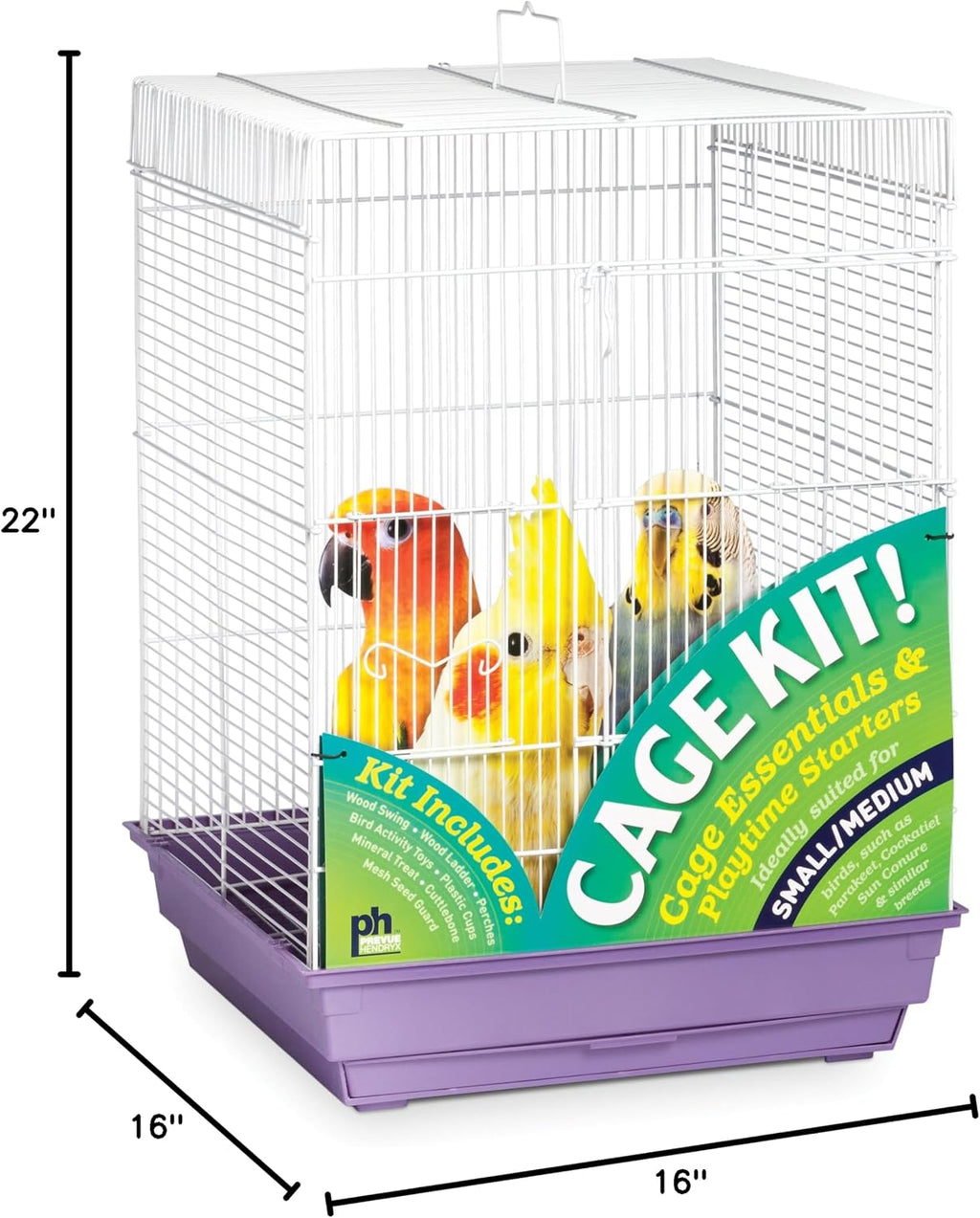 Prevue Pet Products Square Roof Bird Cage Kit - White and Purple