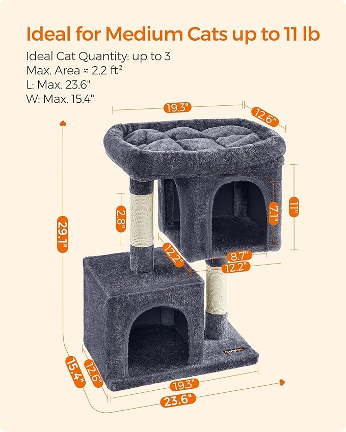 Feandrea Cat Tree, 29.1-Inch Cat Tower, Plush Condo - Image 6