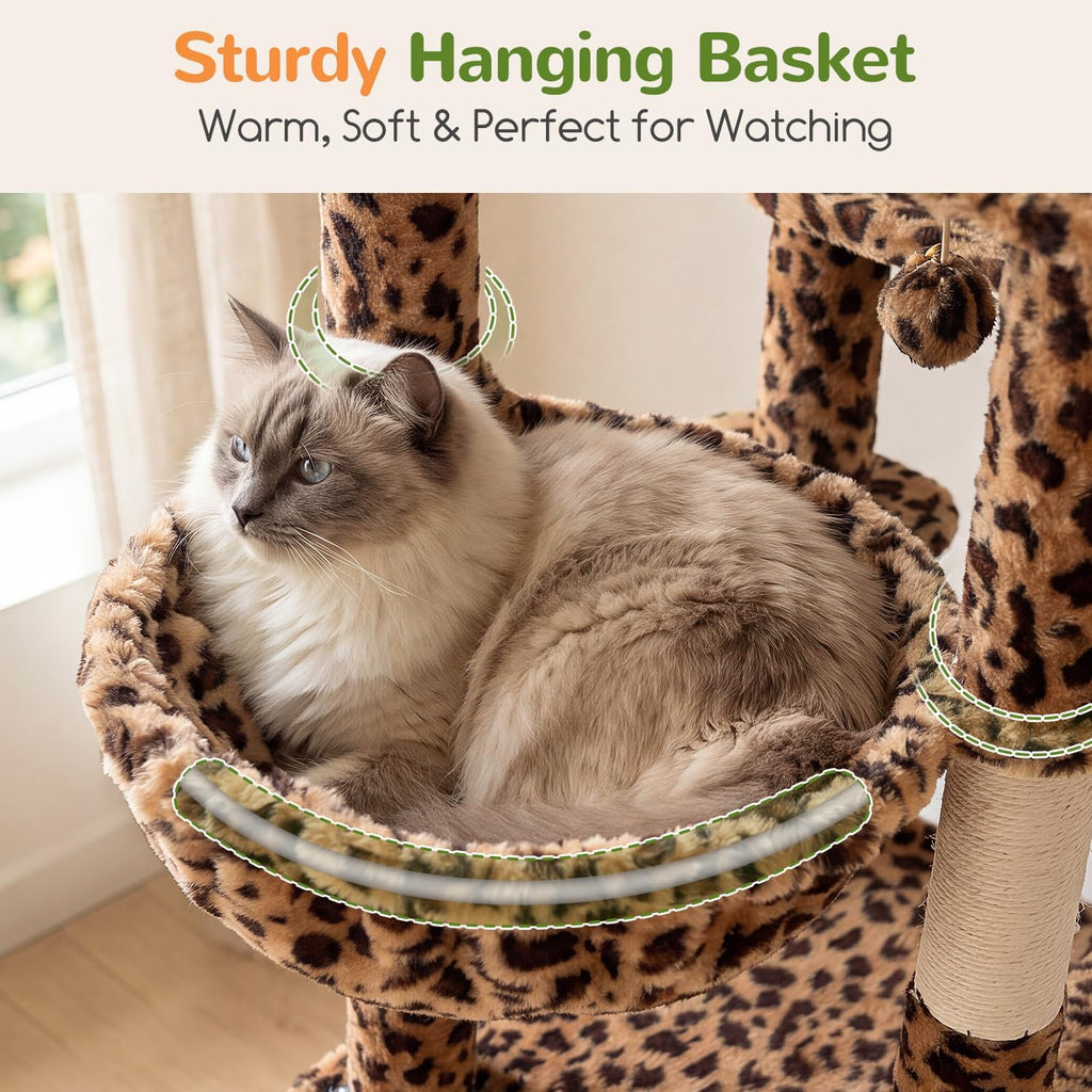 Globlazer
Heavy
Duty
Cat
Tree,
73in
Tall
Cat
Tower,
F73C,
Leopard
Print