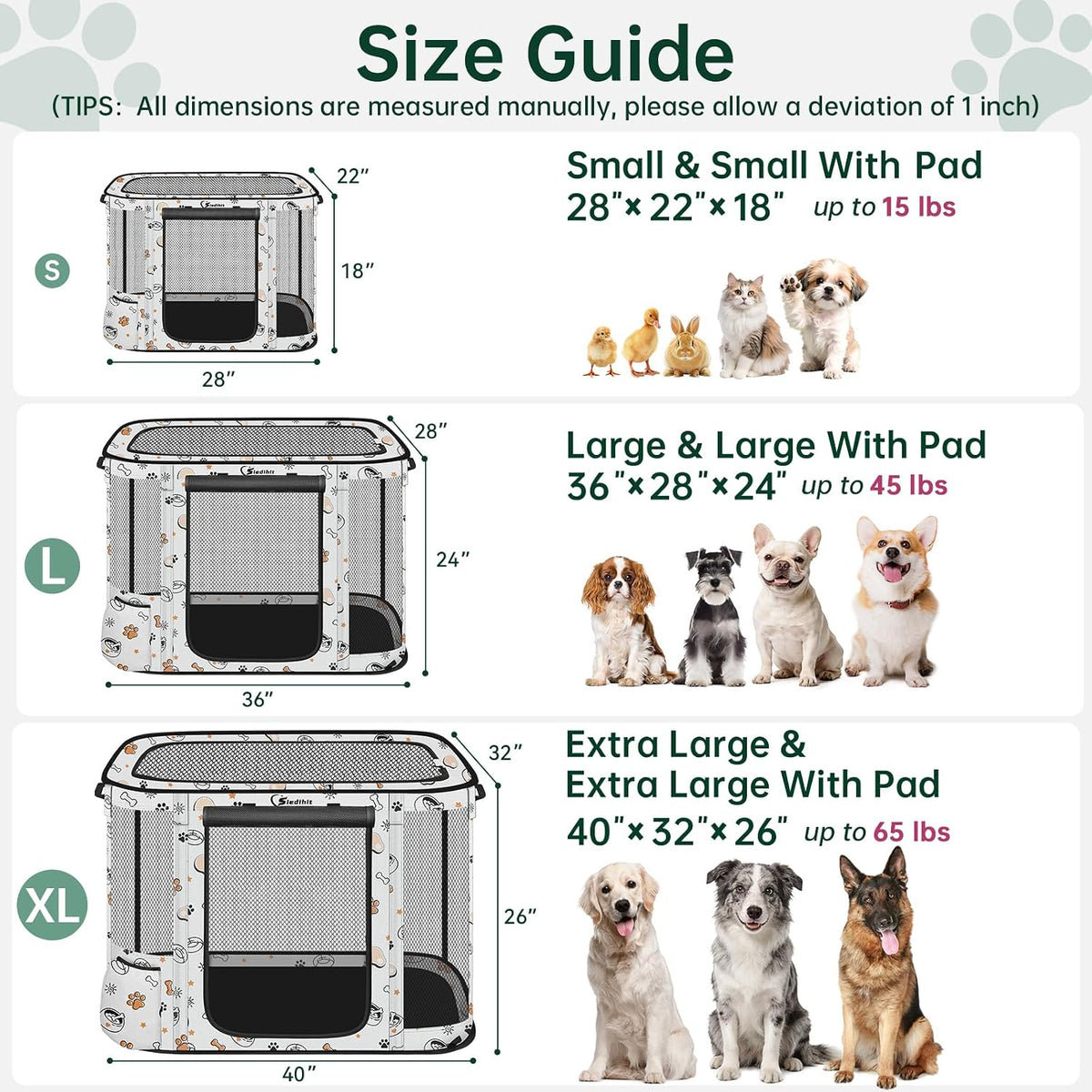 Siedihit Cute 36" Dog Playpen,Cat Puppy Crate Indoor Outdoor