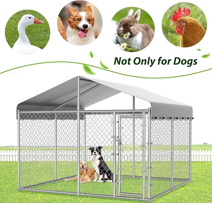 HITTITE Extra Large Outdoor Dog Kennel, Galvanized Chain Link Dog Runs - Image 6