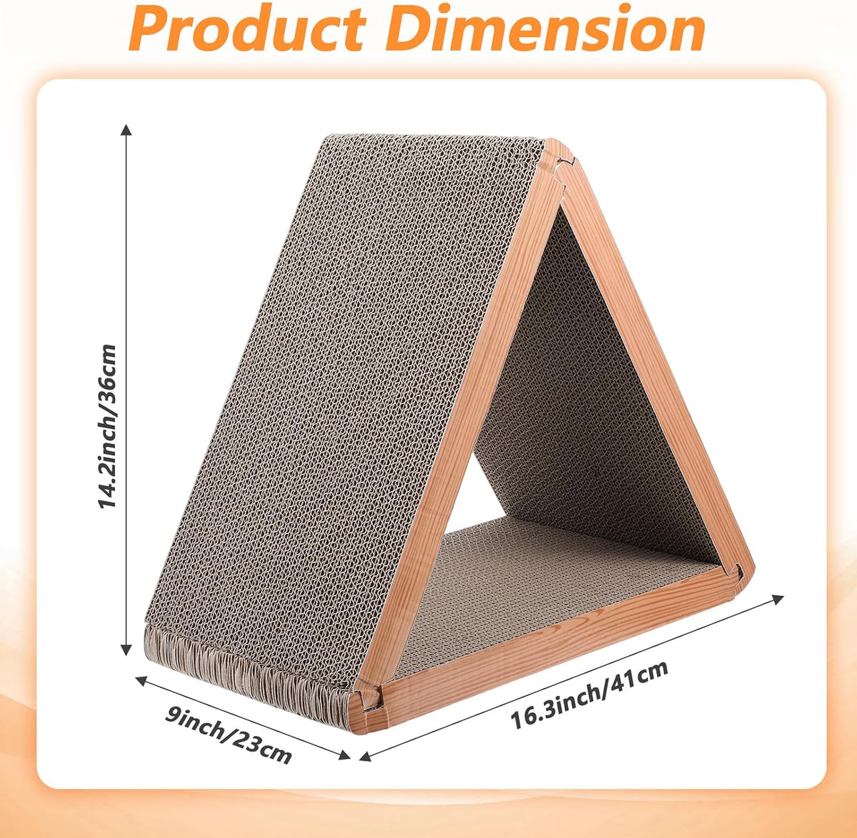 3-Sided Vertical Cat Scratching Post, Cat Scratcher Foldable, Triangle Cats Scratching Board, Multiple Angle Scratch Pad, 6 Usable Sides Recyclable Scratcher Cardboard for Indoor Cats (Pack of 3)