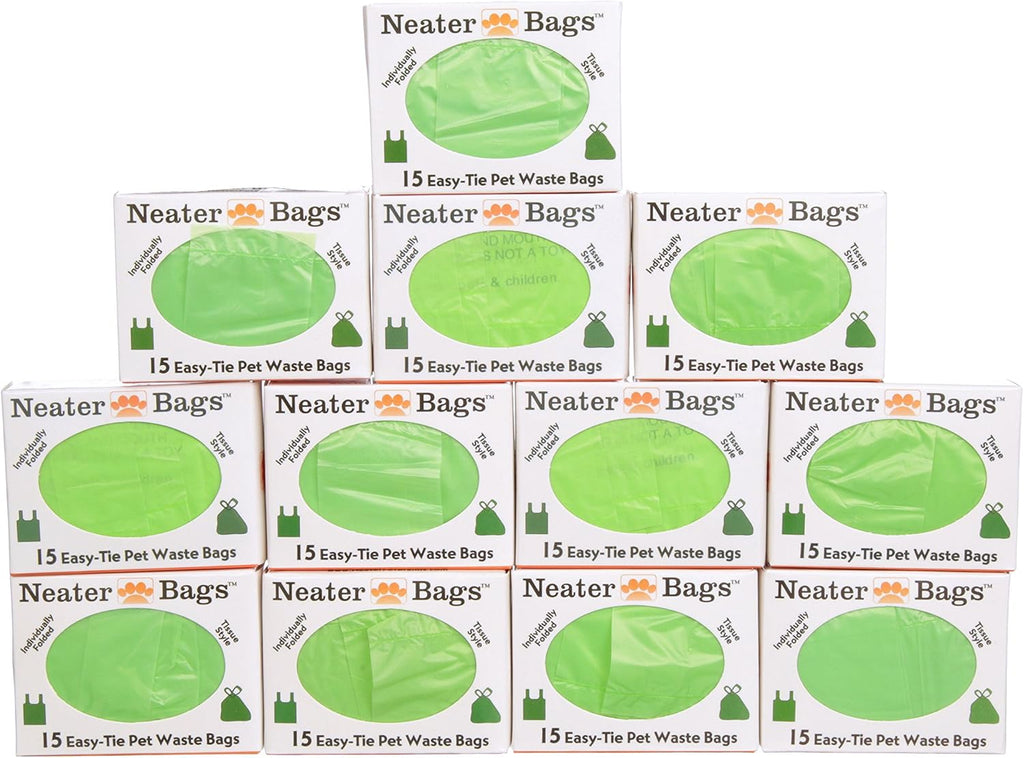 Neater Pet Brands Neater Bags Dog Waste Bag, No Rolls to Fuss With - Dog Poop Bags Dispense One at a Time, Doggie Poop Bag with Easy-Tie Handles (180 Count)
