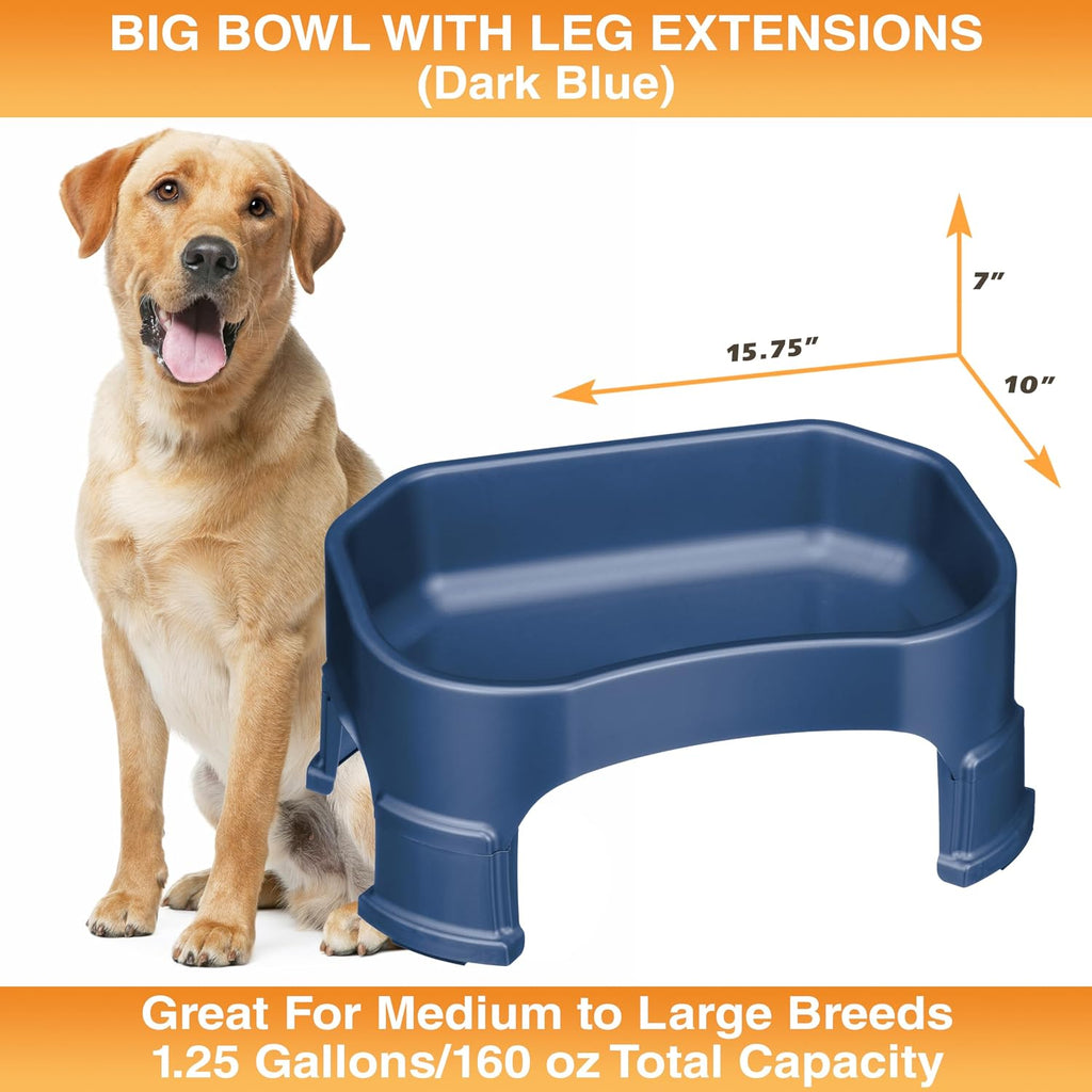 Neater Pet Brands Extra Large Water Bowl for Dogs, Elevated Outdoor Dog Water Bowl (1.25 Gallon XL Capacity), Big Trough Style Food Dish for Indoors or Outside, No Spill Large Dog Bowls, Dark Blue