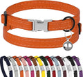 Leather Cat Collar with Buckle and Removable Bell by BUDKAS