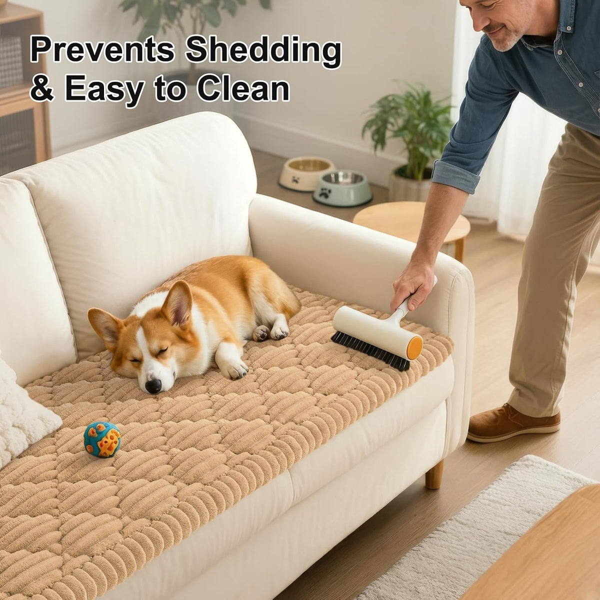 Smiry Couch Cover for Dogs Washable, Non Slip Fuzzy Pet Sofa Protector