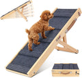Dog Ramp for Bed, 19.5" H Adjustable Folding Ramp for Dogs to Get on Bed, Solid Wood Dog Ramps for Small Dogs, Non-Slip Waterproof Easy Storage for Bed Couch - (L 34" ×W 12")