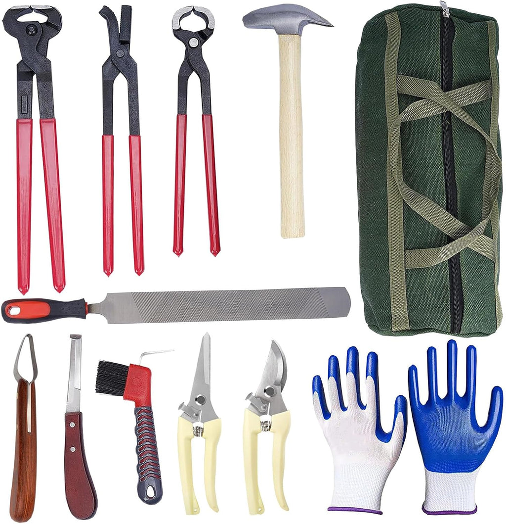12pcs Professional Farrier Tools Farrier kit Horse shoeing Tools Farrier Supplies Farrier Tools for Horses Cattle Sheep and Donkeys