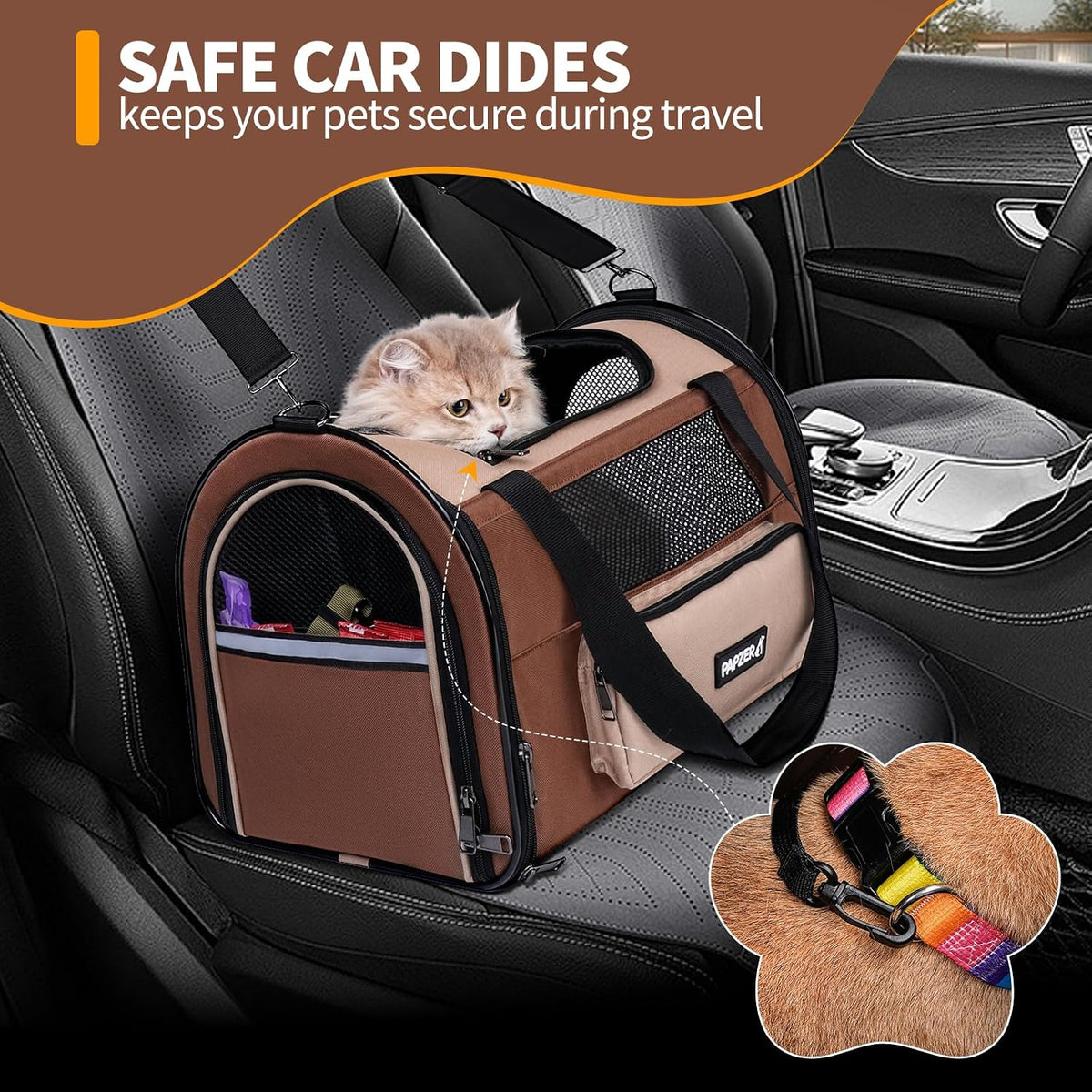 Collapsible Small Pet Carrier for Cat 15 lbs with Fashion Pocket Travel Bag