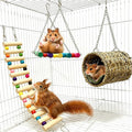 Hamiledyi Hamster Hanging Hammock 3 Piece Wooden Rat Ladder Swing Set Cage Clmbing Toys Accessories for Syrian Hamster Sugar Glider Bird Mice Playing Sleeping