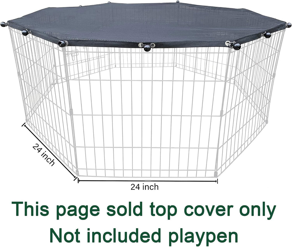 Universal Octagonal Dog Playpen Top Cover, Provide Shade and Security for Pets Outdoor and Indoor, Fits All 24" Wide 8 Panel Pet Exercise Pen (8x24 W Cover, Mesh)