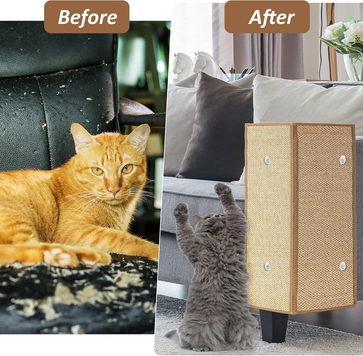 Newwiee 2 Pcs 23.6 x 15.7 Inch Couch Cat Scratch Protector Sofa Cat Scratching Mat with Helical Nails, Protector Pads for Pet Indoor Furniture Sofa Couch Covers Carpet