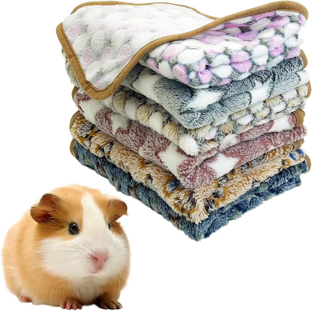 PINVNBY 12 PCS Guinea Pig Blanket Washable Fleece Blanket for Guinea Pigs Reusable Small Animal Cage Sleep Mat Bedding Pad for Hamster Bunny Ferret Chinchilla Hedgehog (24 x 16 Inch)
