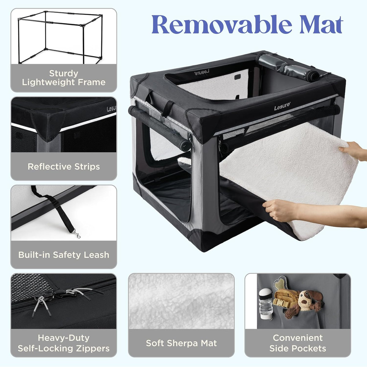 Lesure Today Show Soft Collapsible Dog Crates for Large Dogs, 36in Black