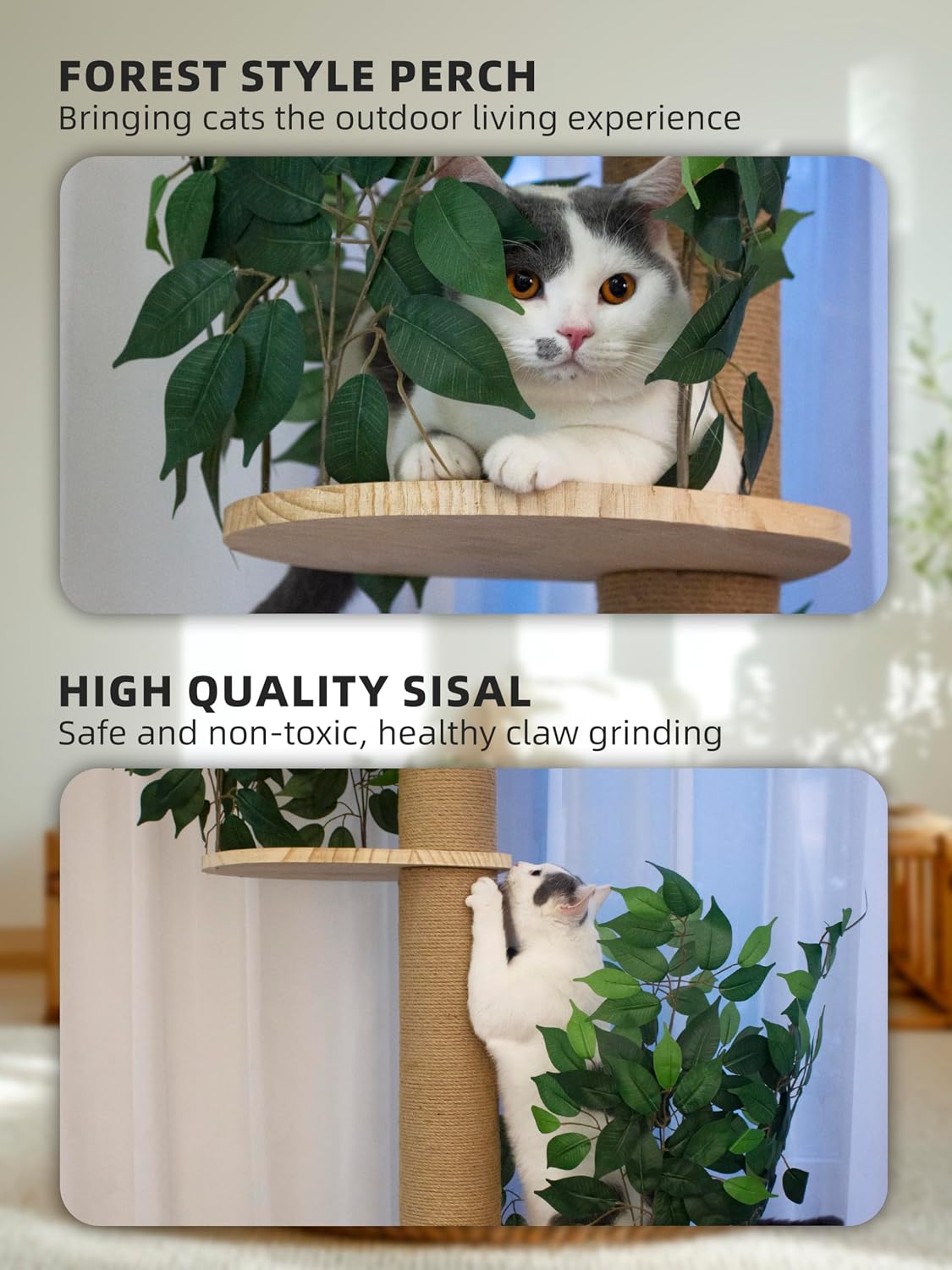 Floor to Ceiling Cat Tree Adjustable 97-124'' Tall for Indoor Cats