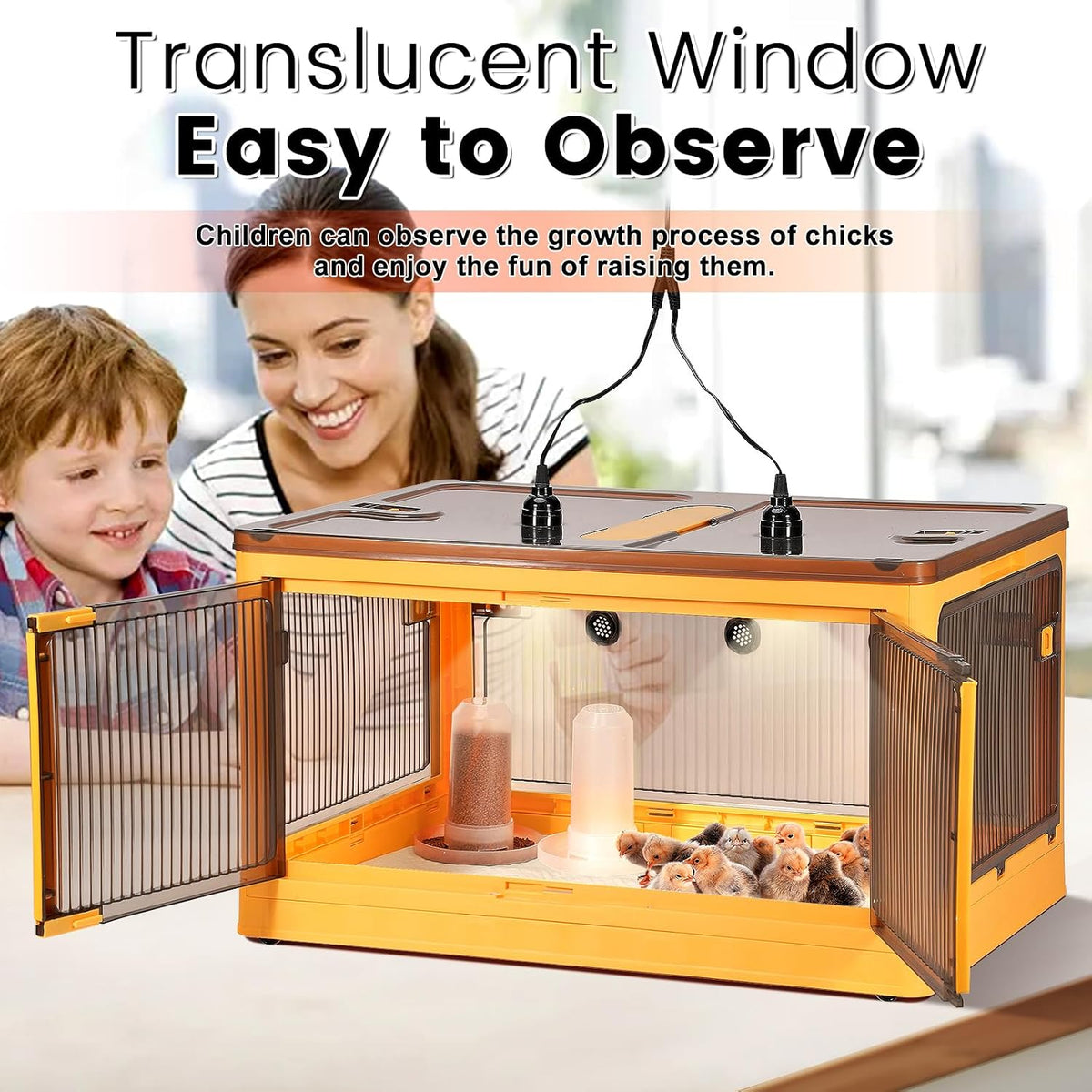 142L Chicken Brooder Box for Chicks Kit with Heater Chicks Warmer Brooder Plate Ducks Tent Pen Thermometer for 30 Ducks Bedding Indoor Quail Brooder (142L)