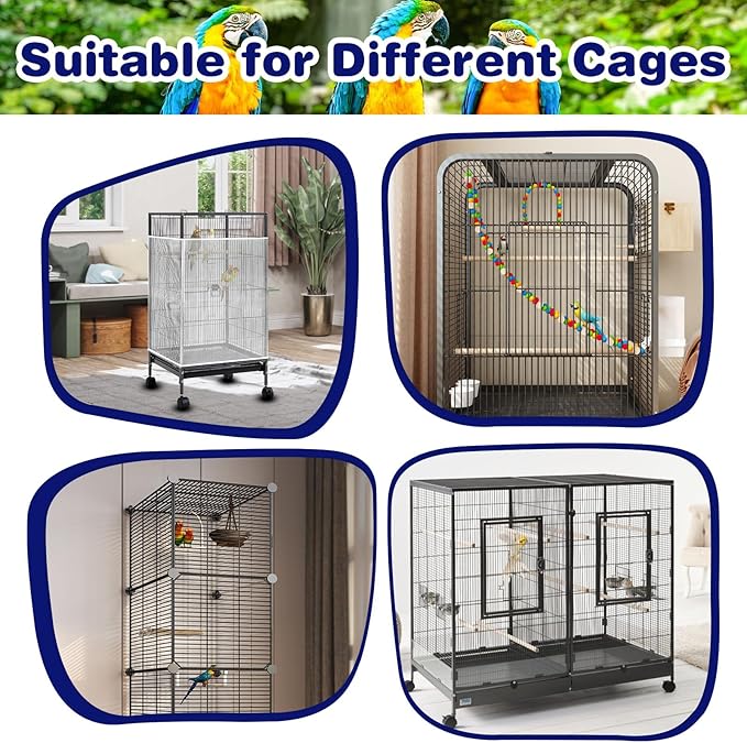 Universal Bird Cage Seed Catcher Net, Stretchy Band Skirts Bird Cage Net - Image 7