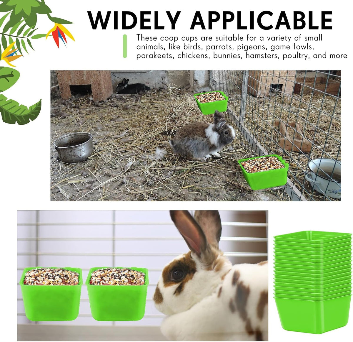 Maxdot 20 Pcs Chicken Water Feeder Cup 16 oz Large Watering Cup, Green