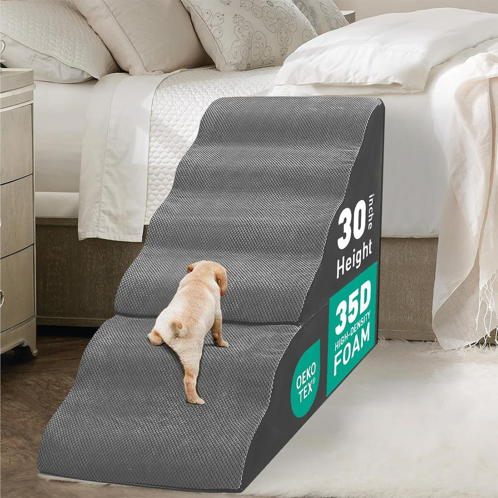 6-Step 35D Foam Dog Stairs Steps for High Beds 30-32" H