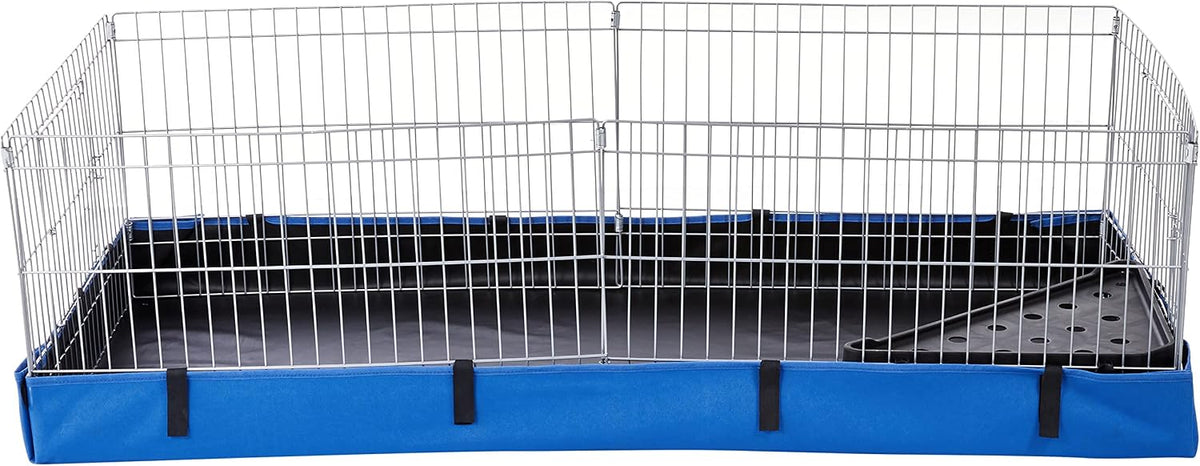 Amazon Basics - Comfortable Indoor-Outdoor Small Pet Guinea Pig Habitat Cage with Canvas Bottom, Blue, 46.65" L x 13.78" W x 23.62" H