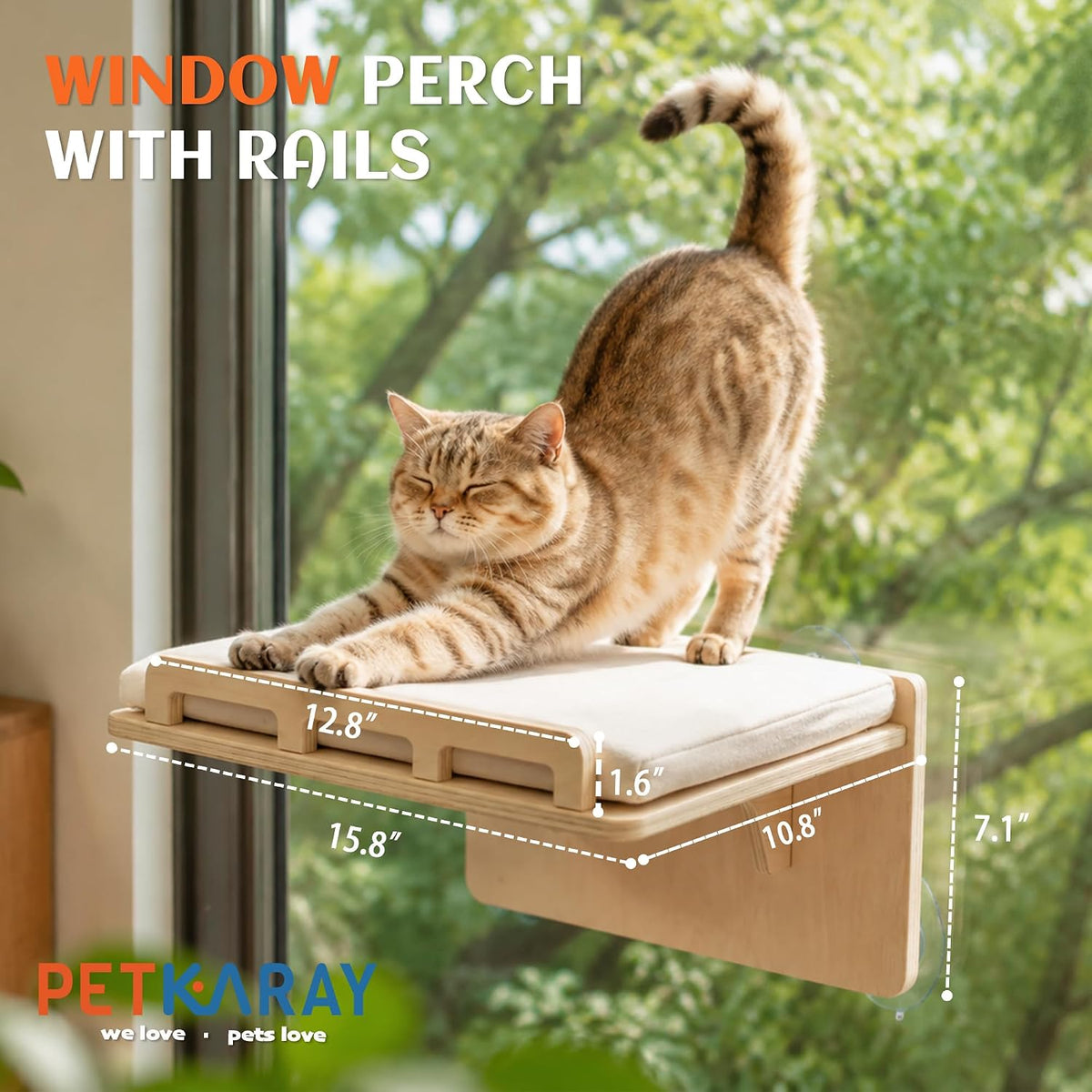 PETKARAY Large Cat Window Shelf and Window Bird Feeder Cat Television